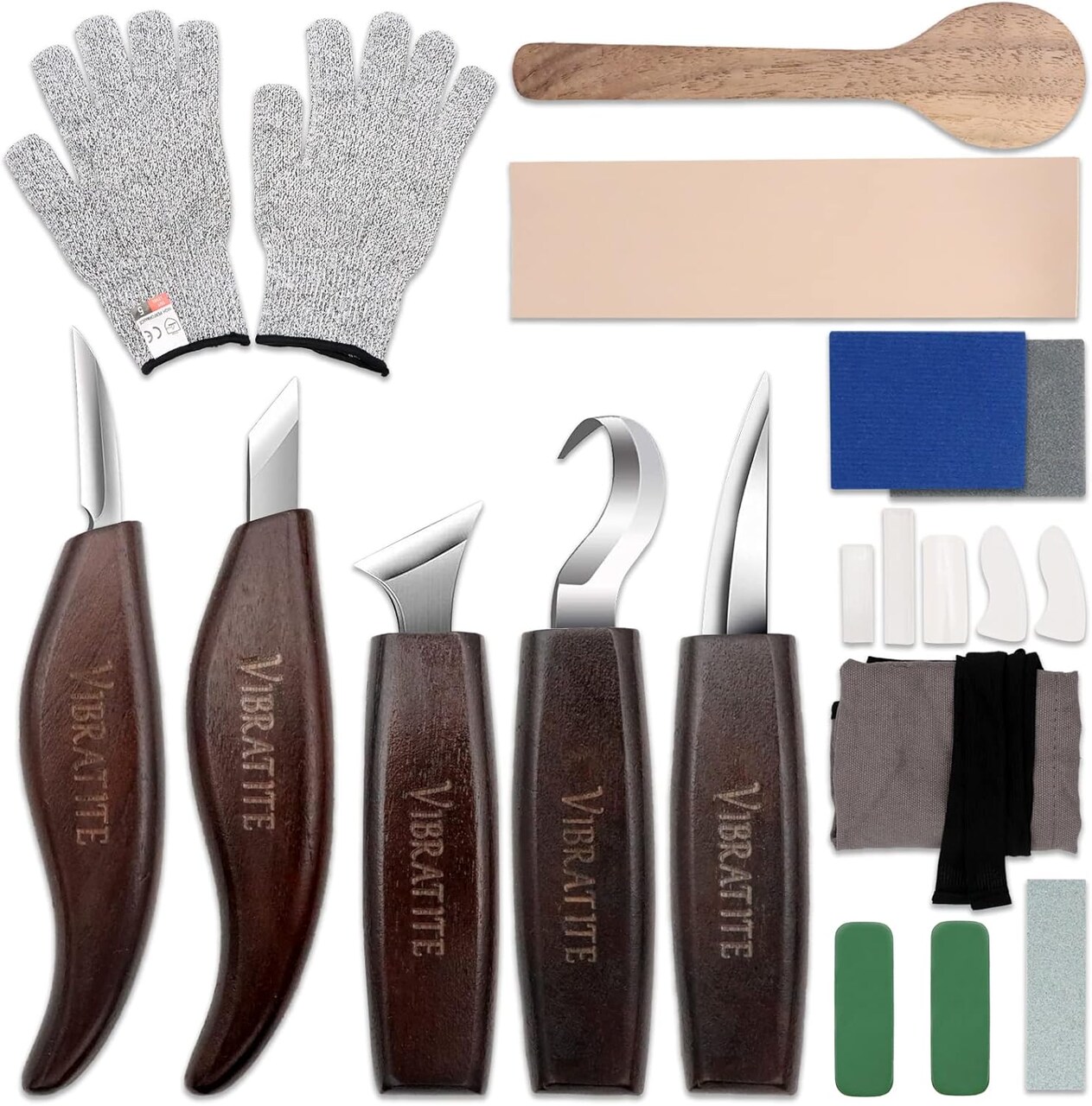Wood Carving Kit, 14 PCS Wood Carving Tools Set with Detail Carving Knife, Spoon Blanks, Whittling Knife, Wood Whittling Kit for Beginners Kids Adults Woodworking DIY